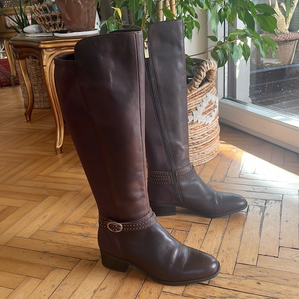 Bandolino Brown leather riding tall boots women size 7.5 - Picture 13 of 17
